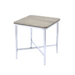 24′ X 24′ X 24′ Gray Oak And Chrome Metal Tube End Table
