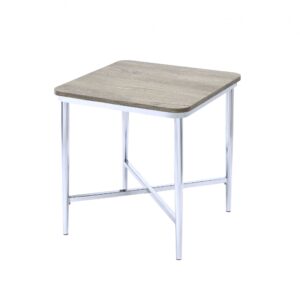 24' X 24' X 24' Antique White Solid Wood End Table
