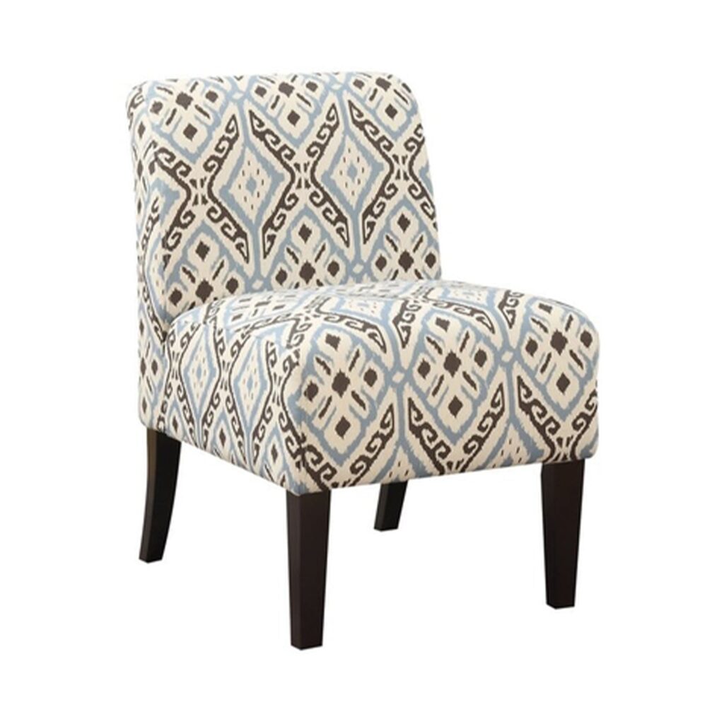 30.5′ X 22.5′ X 33.5′ Blue And Black Pattern Upholstered Accent Chair