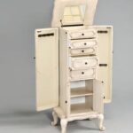13′ X 18.75′ X 43′ Antique White Mirrored Jewelry Armoire