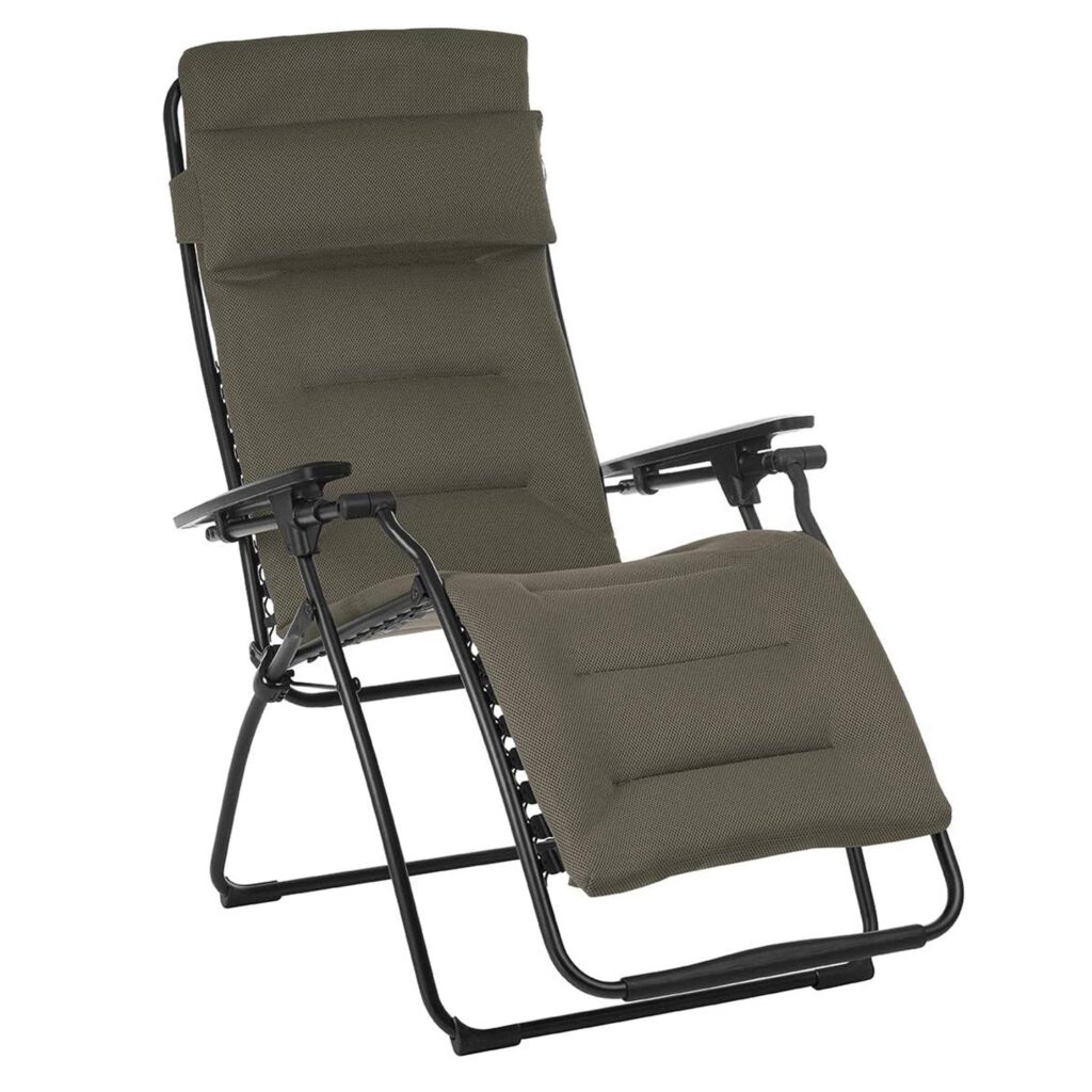 Zero Gravity Recliner – Black Frame – Taupe Fabric