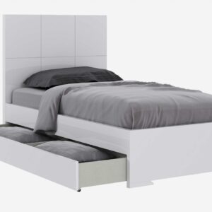 34" Brown Oak and Grey  Veneer Platfrom Queen Bed with Lights