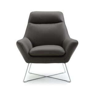 26" Transitional Grey Faux Leather Stainless Steel Swivel Bar Stool