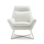 Chair White Top Grain Italian Leather Stainless Steel Legs.