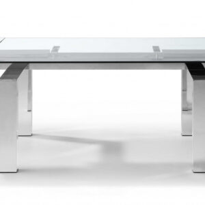 63 X 35 X 30 Clear Glass Aluminum Extendable Dining Table