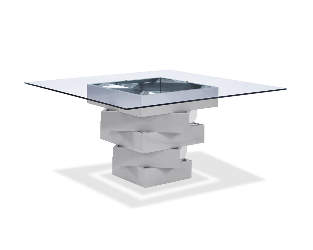 59″ X 59″ X 30″ Gray Glass Dining Table