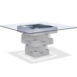59″ X 59″ X 30″ Gray Glass Dining Table