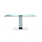 63 X 35 X 30 clear Glass Stainless Steel Dining Table