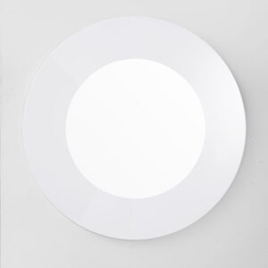 Bar Height Round Backless Stool in  White Fabric