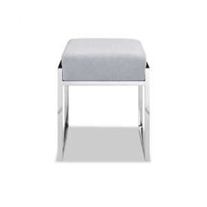 Gray and White Pinstripes Tufted Storage Ottoman