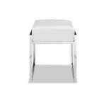 Ottoman White Faux Leather Stainless Steel Base