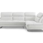 Sectional Chaise On Right When Facing  White Top Grain Italian Leather Adjustable Headrest Couch