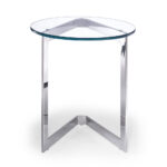 Side Table Round Clear Glass Stainless Steel Base