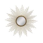 26 Round Gold Metal Sunburst Framed Wall Mirror