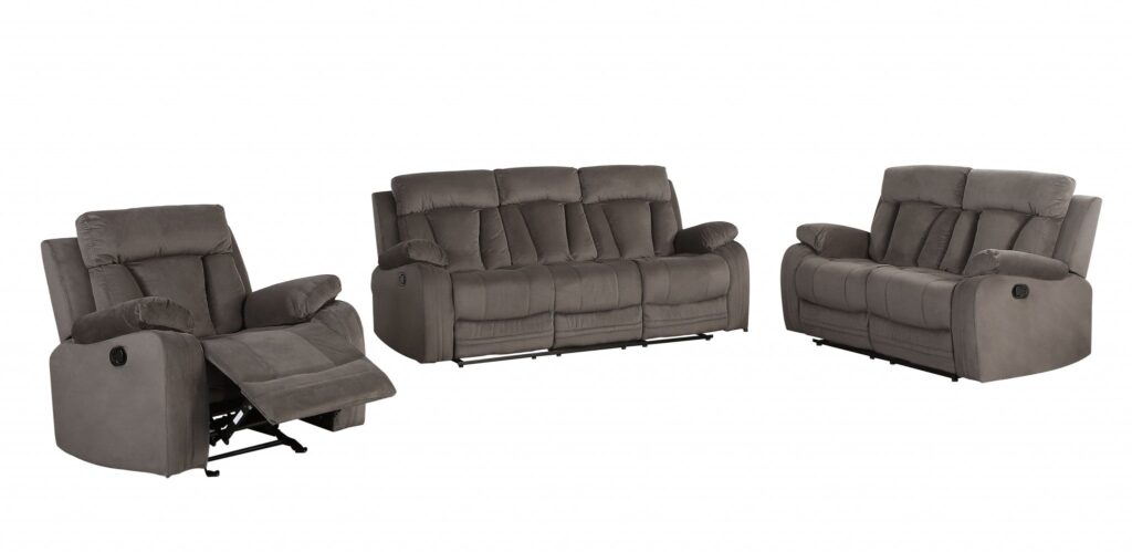 120″ Modern Brow Fabric Sofa Set