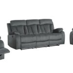 120″ Modern Grey Fabric Sofa Set