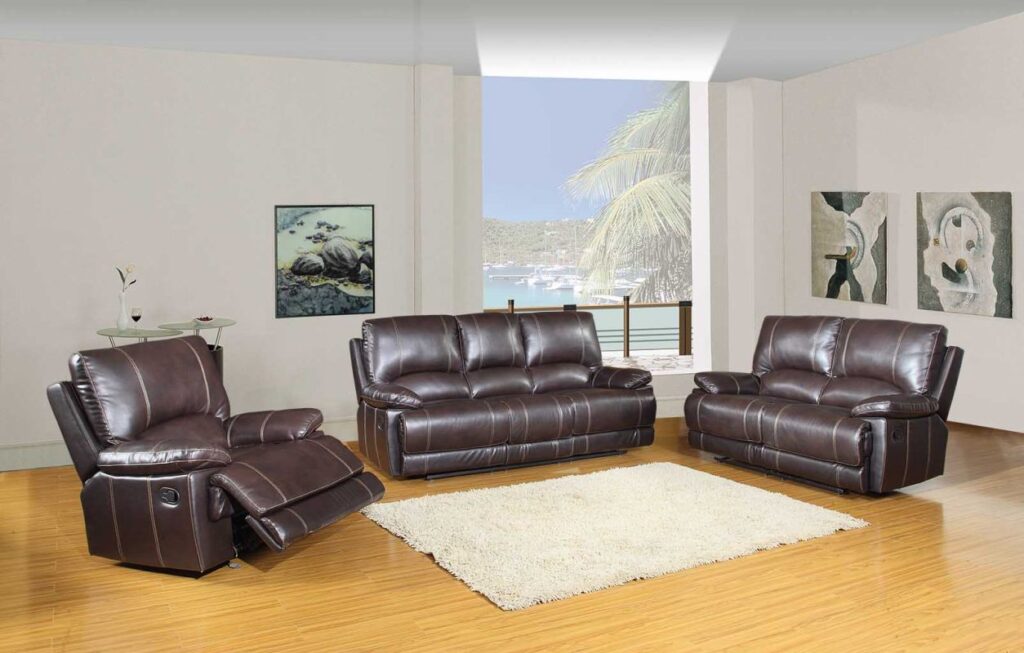 165″ Stylish Brown Leather Couch Set