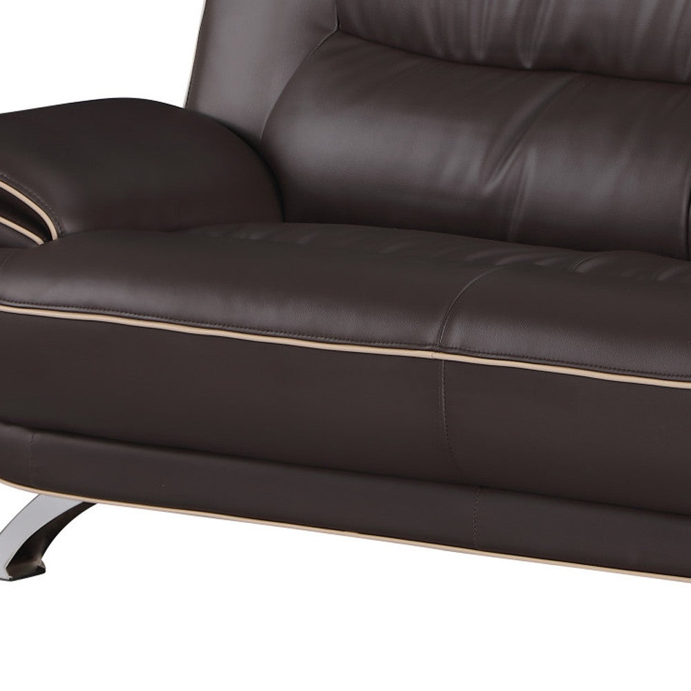 35" Sleek Brown Leather Sofa