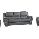 111″ Chic Grey Leather Sofa Set