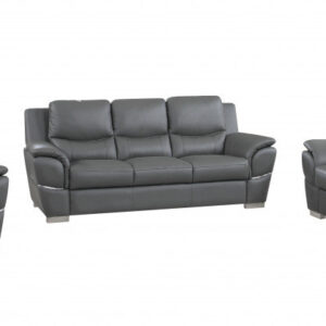 105" Glamorous Brown Leather Sofa Set
