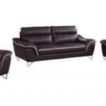 110″ Charming Brown Leather Sofa Set
