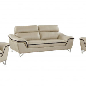108" Charming Beige Leather Sofa Set