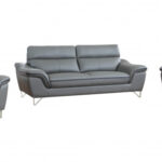 108″ Charming Grey Leather Sofa Set
