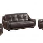 108″ Elegant Brown Leather Sofa Set