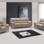 111″ Classy Beige Leather Sofa Set