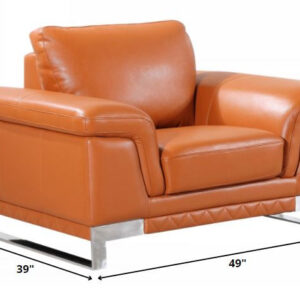 89" X 40"  X 40" Modern Brown Leather Sofa And Loveseat