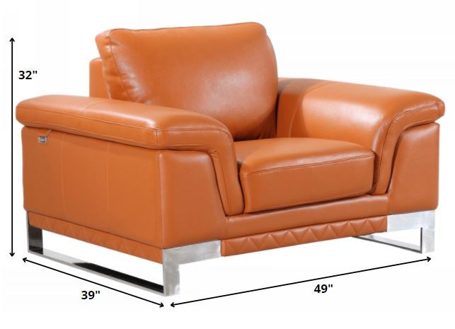 96" Lovely Camel Leather Sofa Set