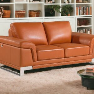 29to 38" Modern Beige Leather Loveseat