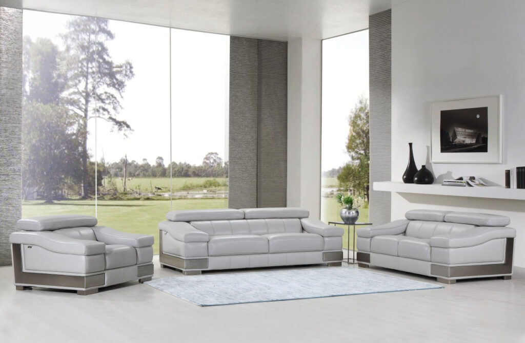 117″ Lovely Light Grey Sofa Set
