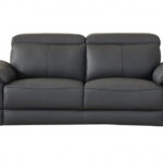 31″ Tasteful Dark Grey Leather Loveseat