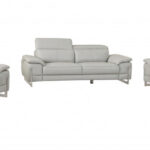 93″ Tasteful Light Grey Leather Sofa Set
