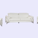 93″ White Leather Sofa Set