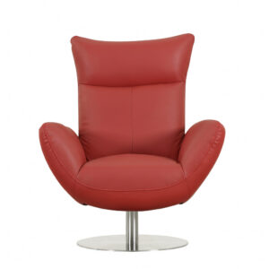 43" Black Contemporary Leather Lounge Chair