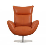 43″ Orange Contemporary Leather Lounge Chair