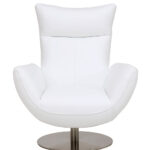 43″ White Contemporary Leather Lounge Chair
