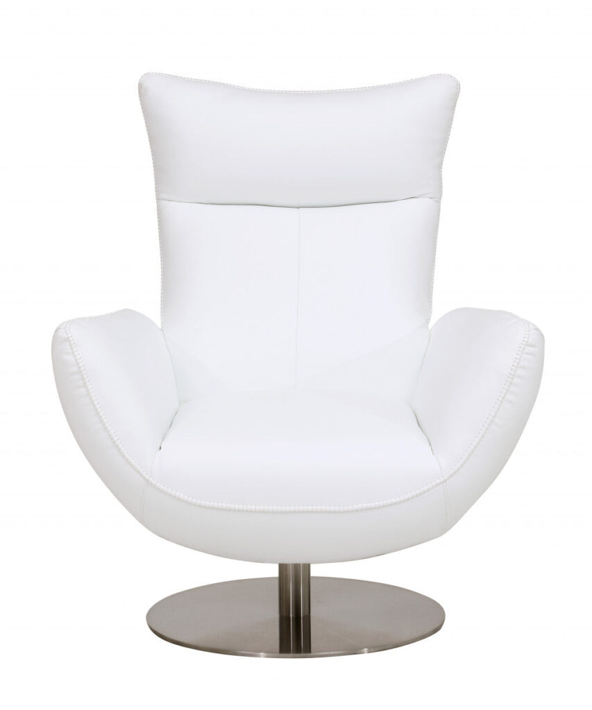 43″ White Contemporary Leather Lounge Chair