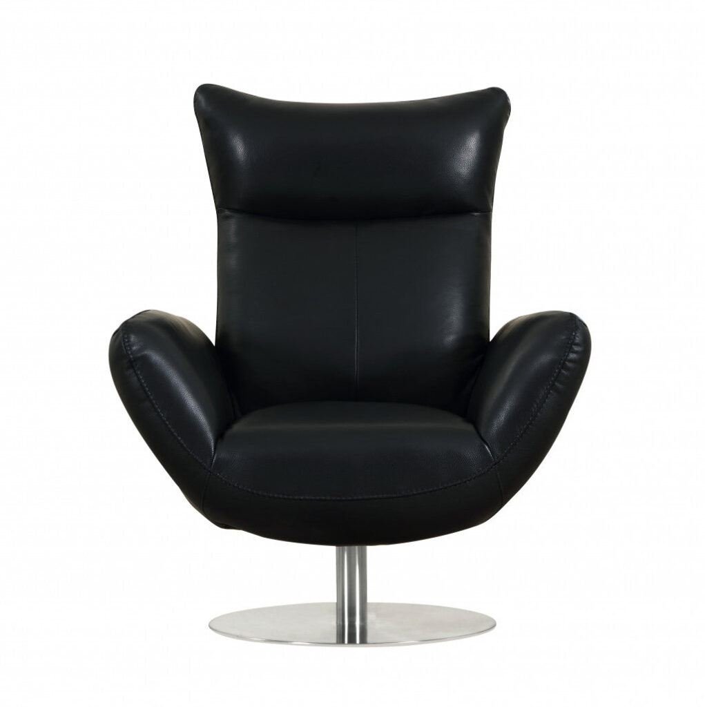 43″ Black Contemporary Leather Lounge Chair