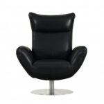 43″ Black Contemporary Leather Lounge Chair