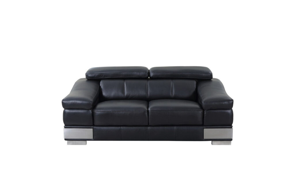 31to 39″ Modern Black Leather Loveseat