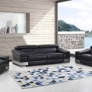 105" Glamorous Brown Leather Sofa Set