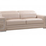 114″ Modern Beige Leather Sofa Set