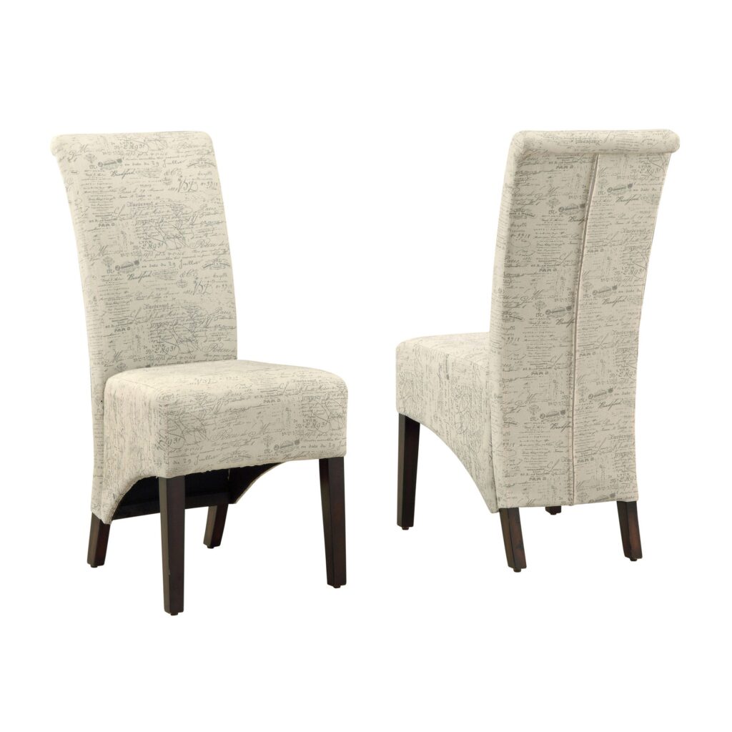 46″ x 38″ x 81″ Beige Cappuccino Foam Particle Board Solid Wood Linen  Dining Chairs 2pcs