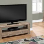 16.25″ Dark Taupe Particle Board and Laminate TV Stand with 2 Storage Drawers