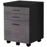 17.75″ x 18.25″ x 25.25″ Black Grey Particle Board 3 Drawers  Filing Cabinet