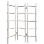 54 x 1.5 x 59 White Wood Blanket Rack  Screen