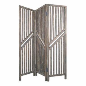 51 x 1 x 70 Brown Shoji And Wood  3 Panel Screen